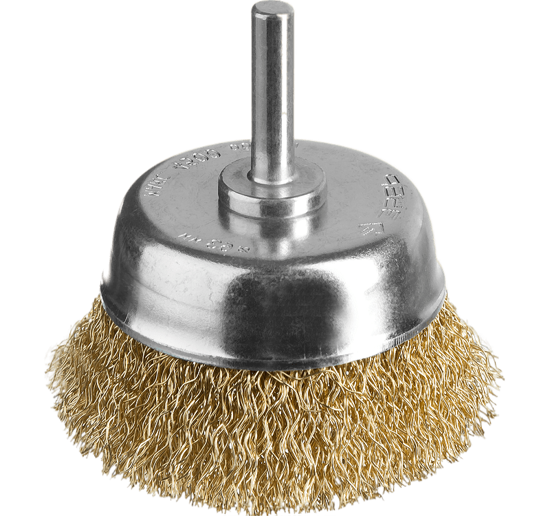 Щетка чашечная для дрели ЗУБР, витая латунированная стальная проволока 0,3мм, 75мм (3525-075)