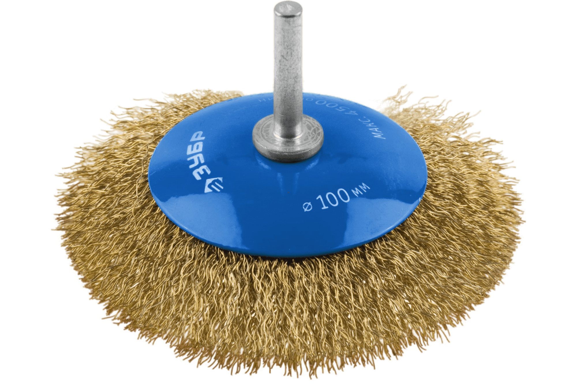 Щетка ЗУБР Профессионал коническая для дрели, витая латунированная стальная проволока 0,3мм, 100мм (35233-100)