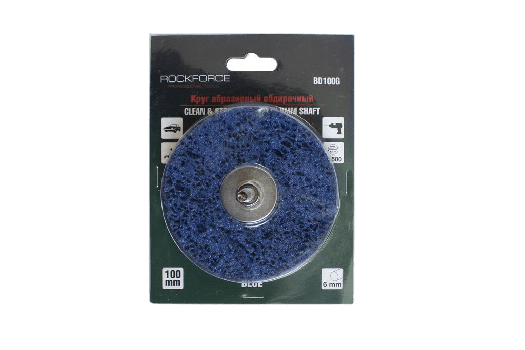 BD100G Forsage/RF Круг абразивный зачистной для дрели 100мм синий, Dхвостовика 6мм, max об/мин 11000