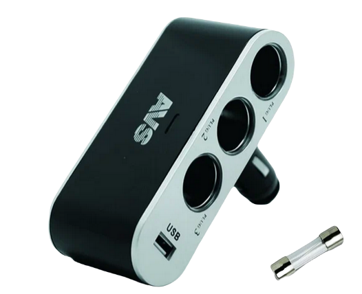 43265 Разветвитель прикуривателя AVS 12/24 (на 3 выхода+USB) CS312U