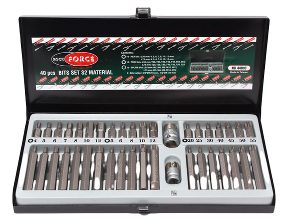 4401D Premium (ROCKFORCE) Набот бит с битодержателями 40 предметов (10мм)(75/30мм:Т20-Т55, Н4-Н12, М5-М12)